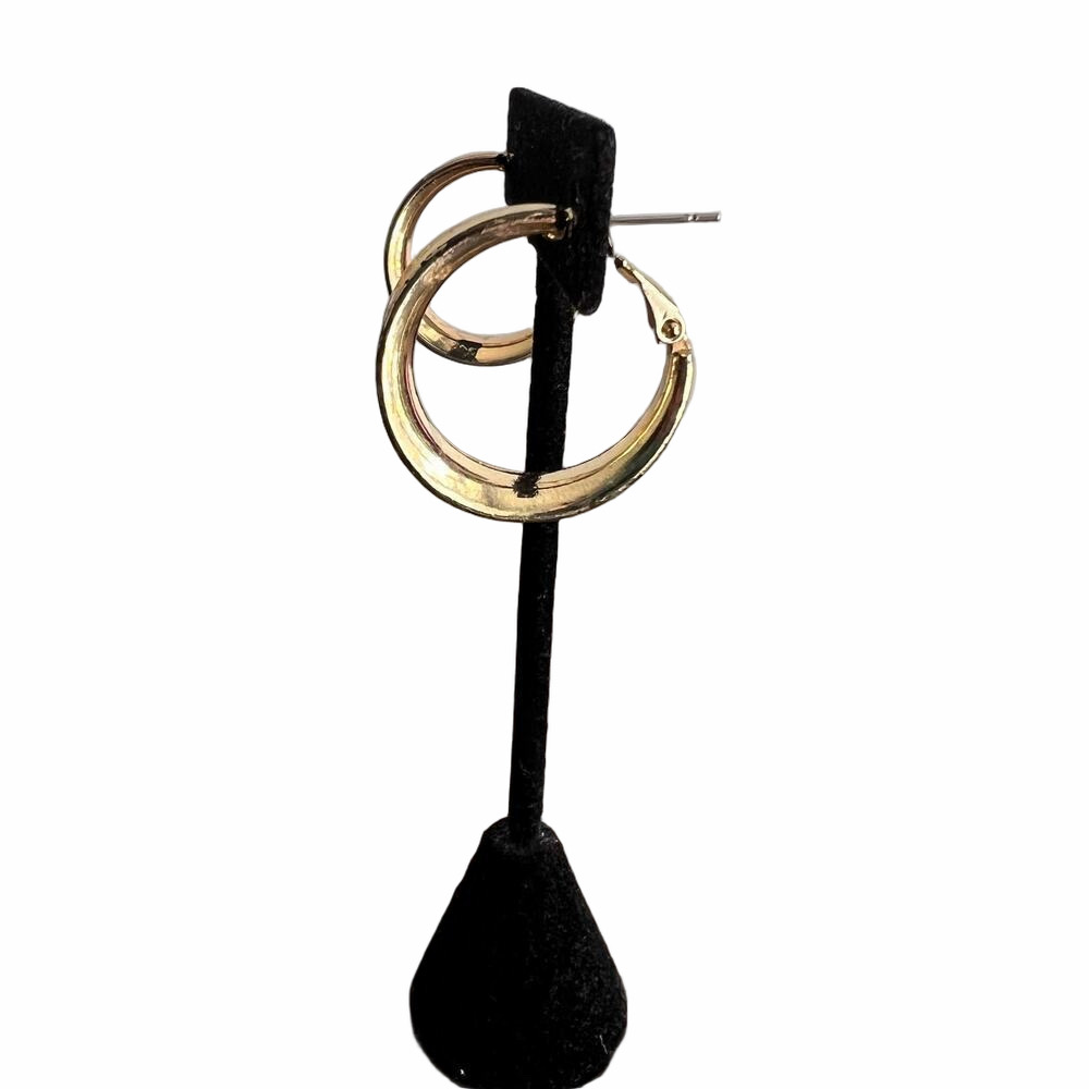 Chunky gold tone omega back hoop earrings